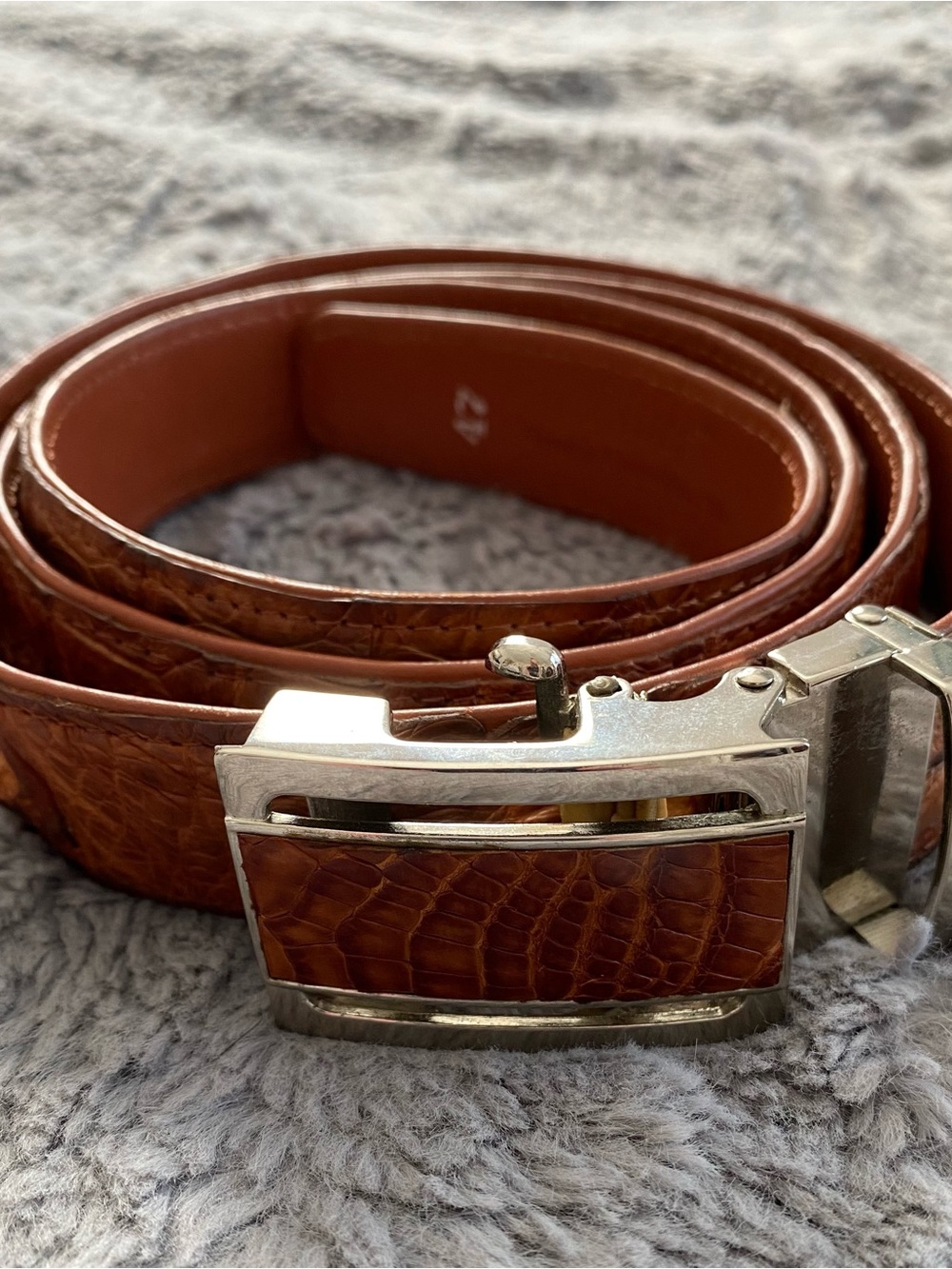 River Genuine Crocodilian Skin Men's Belt with Silver Buckle Size 47